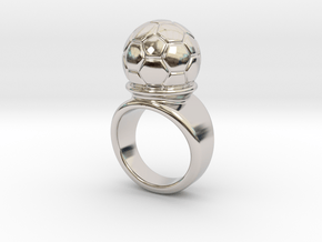 Soccer Ball Ring 23 - Italian Size 23 in Rhodium Plated Brass
