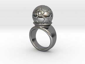 Soccer Ball Ring 25 - Italian Size 25 in Fine Detail Polished Silver