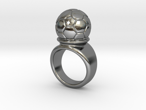 Soccer Ball Ring 26 - Italian Size 26 in Fine Detail Polished Silver
