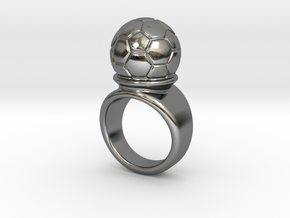 Soccer Ball Ring 27 - Italian Size 27 in Fine Detail Polished Silver