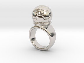 Soccer Ball Ring 27 - Italian Size 27 in Rhodium Plated Brass