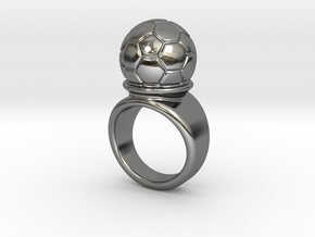Soccer Ball Ring 28 - Italian Size 28 in Fine Detail Polished Silver