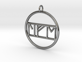 Life in Nordic Rune Pendant in Fine Detail Polished Silver