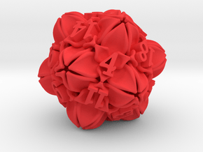 Floral 2 - D20 Large balanced gaming die in Red Processed Versatile Plastic