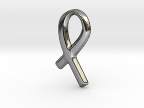 Awareness Ribbon Charm - 11mm in Fine Detail Polished Silver
