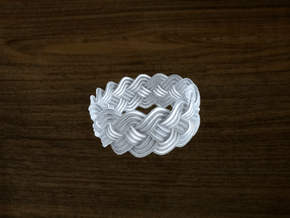 Turk's Head Knot Ring 4 Part X 15 Bight - Size 10 in White Natural Versatile Plastic