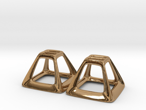Pyramid Frame Earring Pair in Polished Brass