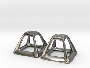 Pyramid Frame Earring Pair in Polished Silver