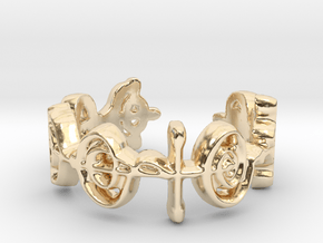 "Logical" Vulcan Script Ring - Cut Style in 14k Gold Plated Brass: 7 / 54