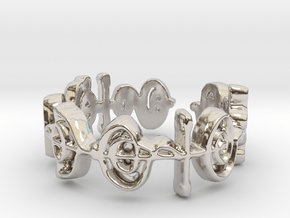 "Illogical" Vulcan Script Ring - Cut Style in Rhodium Plated Brass: 7.5 / 55.5