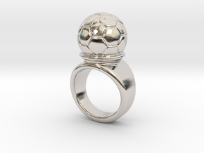 Soccer Ball Ring 29 - Italian Size 29 in Rhodium Plated Brass