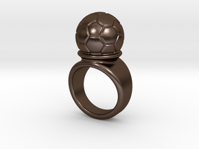 Soccer Ball Ring 29 - Italian Size 29 in Polished Bronze Steel