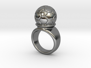 Soccer Ball Ring 30 - Italian Size 30 in Fine Detail Polished Silver