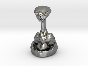 Alien Bust With Base in Fine Detail Polished Silver