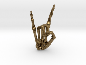 Devil Horns Right Hand in Polished Bronze
