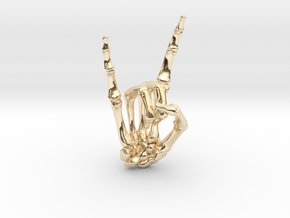 Devil Horns Right Hand in 14k Gold Plated Brass