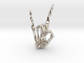 Devil Horns Right Hand in Rhodium Plated Brass