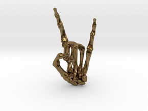 Devil Horns Left Hand in Polished Bronze