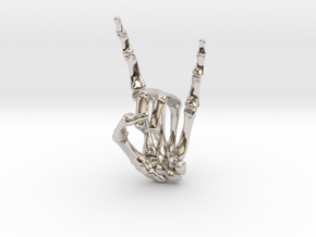 Devil Horns Left Hand in Rhodium Plated Brass