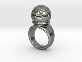 Soccer Ball Ring 31 - Italian Size 31 in Fine Detail Polished Silver