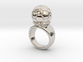 Soccer Ball Ring 31 - Italian Size 31 in Rhodium Plated Brass