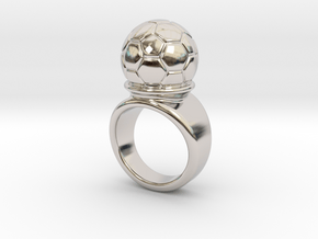 Soccer Ball Ring 33 - Italian Size 33 in Rhodium Plated Brass