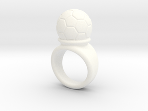 Soccer Ball Ring 33 - Italian Size 33 in White Processed Versatile Plastic
