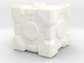 Weighted Portal Cube - Heart - 1" (100% Accurate) in White Processed Versatile Plastic