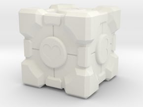 Weighted Portal Cube - Heart - 1" (100% Accurate) in White Natural Versatile Plastic