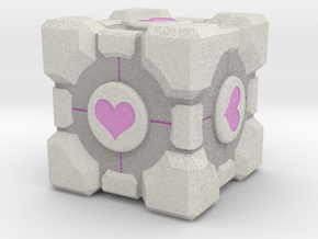 Weighted Portal Cube (In Color) - Heart 1" in Full Color Sandstone
