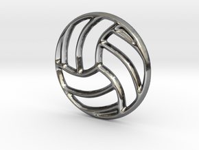 Volleyball Pendant/Charm - 16mm in Fine Detail Polished Silver
