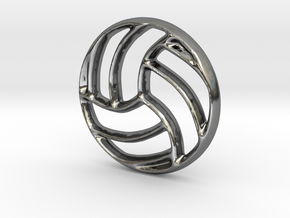 Volleyball Charm - 11mm in Fine Detail Polished Silver