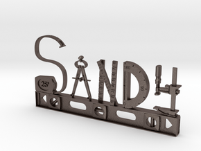 Sandy Nametag in Polished Bronzed Silver Steel