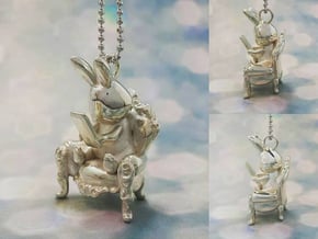 Phoneholic Rabbit pendant in Polished Silver