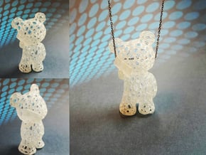 Phoneholic Bear - Pendant in Tan Fine Detail Plastic