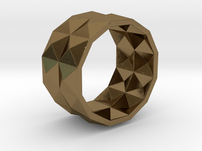 004 Stud Ring With Inside Pattern SIZE 10-11 in Polished Bronze