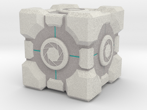 Weighted Portal Cube (In Color) - Aperture 1" in Full Color Sandstone