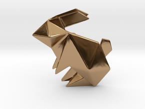 Origami Rabbit Pendant in Polished Brass