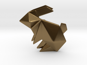 Origami Rabbit Pendant in Polished Bronze