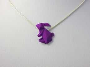 Origami Rabbit Pendant in Purple Processed Versatile Plastic