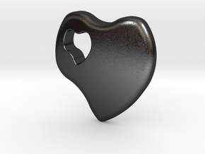 2HEARTS PENDANT in Polished and Bronzed Black Steel