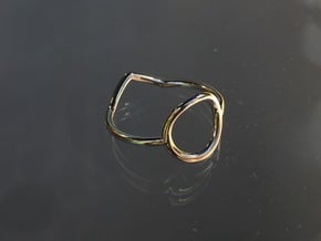Two sides Ring Size M / 6 (Medium) in Rhodium Plated Brass