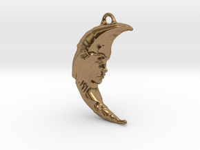 Moon Face Pendant in Natural Brass