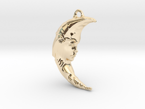 Moon Face Pendant in 14K Yellow Gold