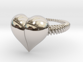 Size 11 Heart Ring in Rhodium Plated Brass