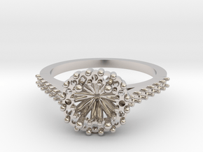 Cushion Halo Ring in Rhodium Plated Brass