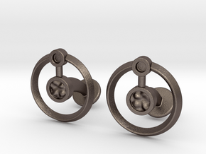 Hydrogen Cufflink in Polished Bronzed Silver Steel