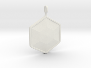 Geometric Hexagon Pendant in White Natural Versatile Plastic