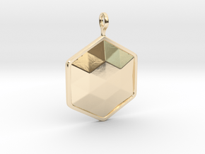 Geometric Hexagon Pendant in 14k Gold Plated Brass