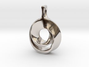 Möbius pendant in Rhodium Plated Brass: Large